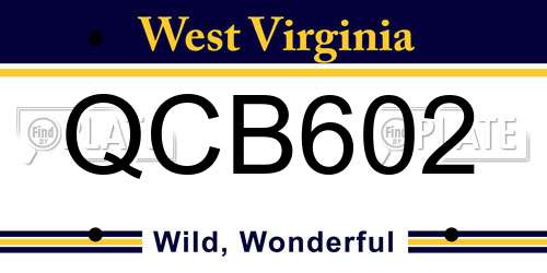 QCB602 West Virginia License Plate