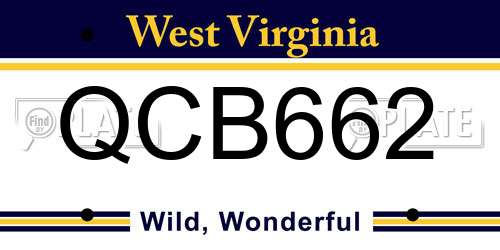 QCB662 West Virginia License Plate