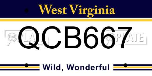 QCB667 West Virginia License Plate