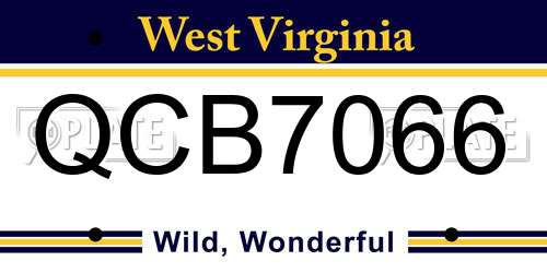QCB7066 West Virginia License Plate