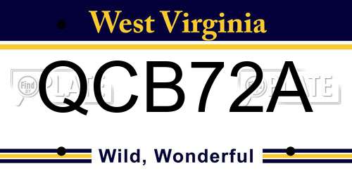 QCB72A West Virginia License Plate