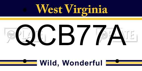 QCB77A West Virginia License Plate
