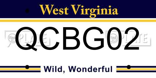 QCBG02 West Virginia License Plate