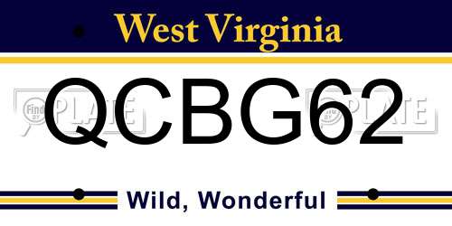 QCBG62 West Virginia License Plate