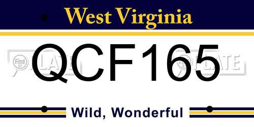 QCF165 West Virginia License Plate