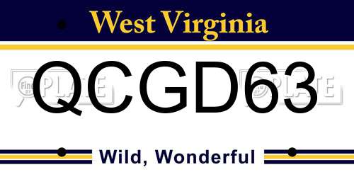 QCGD63 West Virginia License Plate