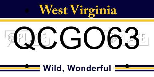 QCGO63 West Virginia License Plate