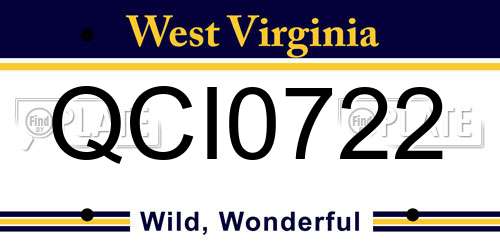 QCI0722 West Virginia License Plate