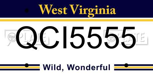 QCI5555 West Virginia License Plate