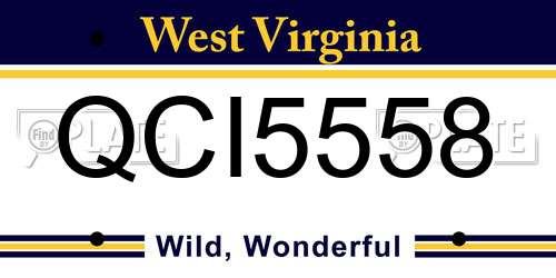 QCI5558 West Virginia License Plate