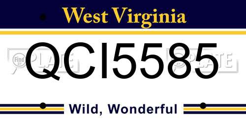 QCI5585 West Virginia License Plate