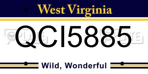 QCI5885 West Virginia License Plate