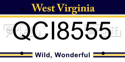 QCI8555 West Virginia License Plate