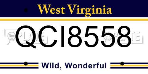 QCI8558 West Virginia License Plate
