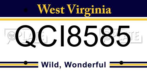 QCI8585 West Virginia License Plate