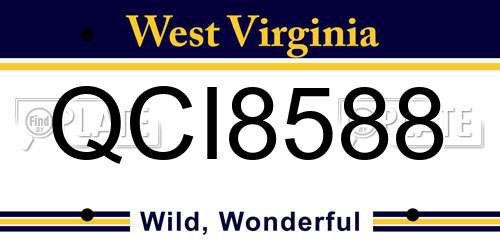 QCI8588 West Virginia License Plate