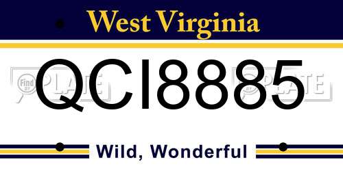 QCI8885 West Virginia License Plate