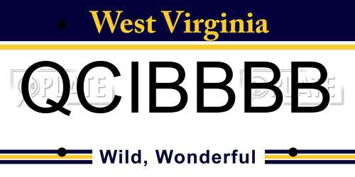 QCIBBBB West Virginia License Plate