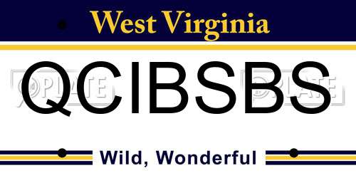 QCIBSBS West Virginia License Plate