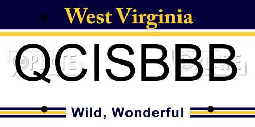 QCISBBB West Virginia License Plate