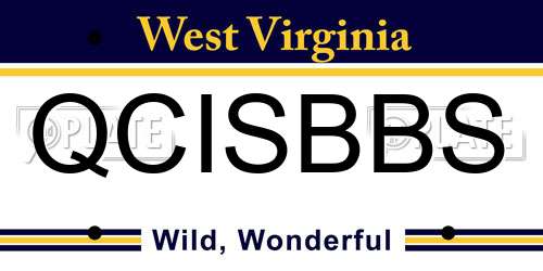 QCISBBS West Virginia License Plate