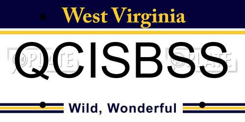 QCISBSS West Virginia License Plate