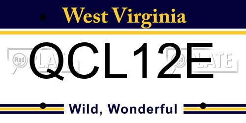QCL12E West Virginia License Plate