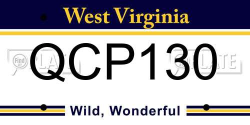 QCP130 West Virginia License Plate