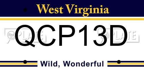 QCP13D West Virginia License Plate