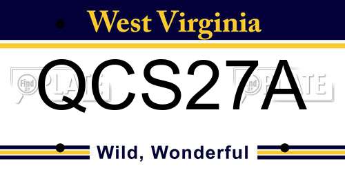 QCS27A West Virginia License Plate