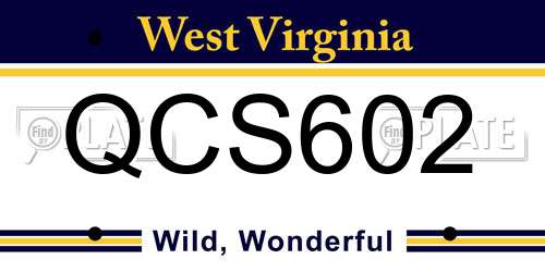 QCS602 West Virginia License Plate