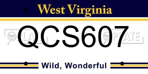 QCS607 West Virginia License Plate