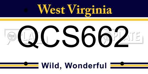 QCS662 West Virginia License Plate