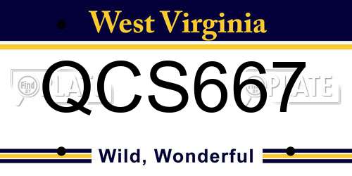QCS667 West Virginia License Plate