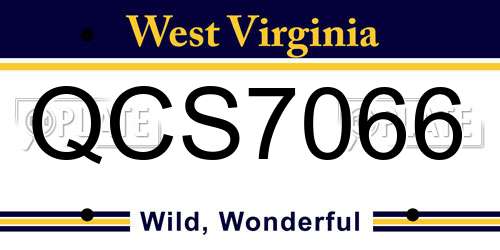 QCS7066 West Virginia License Plate