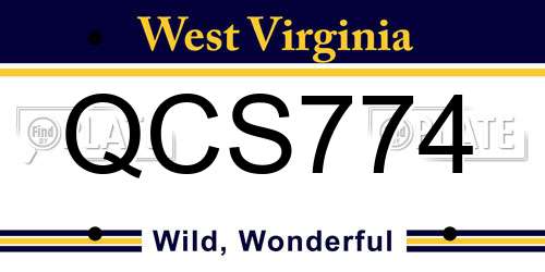 QCS774 West Virginia License Plate