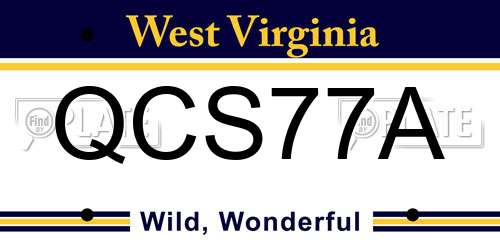 QCS77A West Virginia License Plate
