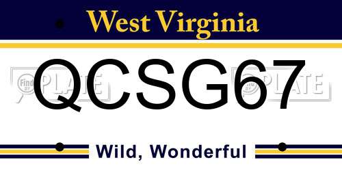 QCSG67 West Virginia License Plate