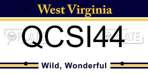 QCSI44 West Virginia License Plate