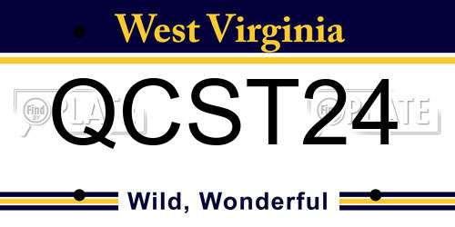 QCST24 West Virginia License Plate
