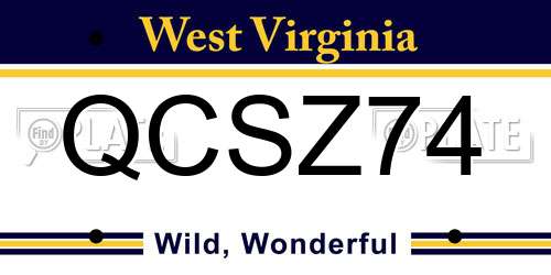 QCSZ74 West Virginia License Plate