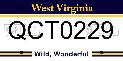 QCT0229 West Virginia License Plate