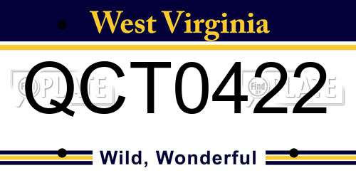 QCT0422 West Virginia License Plate