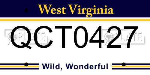 QCT0427 West Virginia License Plate
