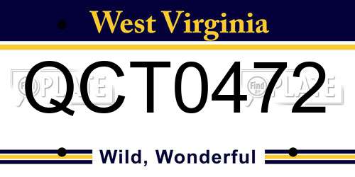 QCT0472 West Virginia License Plate
