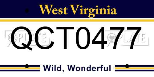 QCT0477 West Virginia License Plate