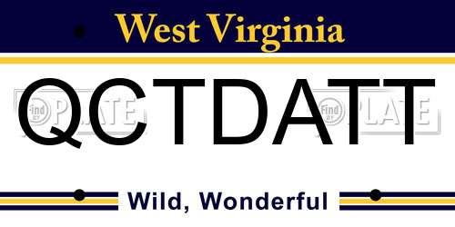 QCTDATT West Virginia License Plate