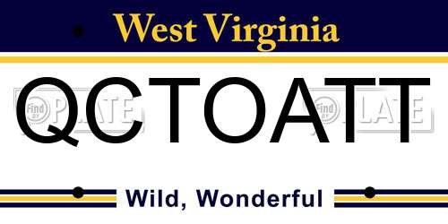 QCTOATT West Virginia License Plate
