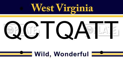 QCTQATT West Virginia License Plate