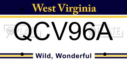 QCV96A West Virginia License Plate